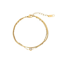 VAIGE Stainless Steel Golden Double Layer Snake Bone Chain Bracelet - Chic Fashion Jewelry Gift