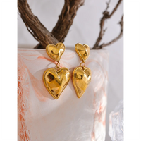 VAIGE Luxe Gold & Silver Hammered Heart Dangle Earrings