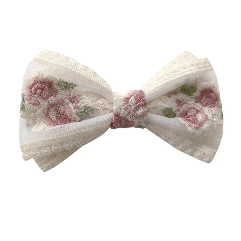 Genesis Embroidered Lace Hair Bow Lace