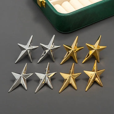 VAIGE Trendy Geometric Zinc Alloy Five-pointed Star Stud Earrings with Long Tassel Design for Independence Day Celebrations