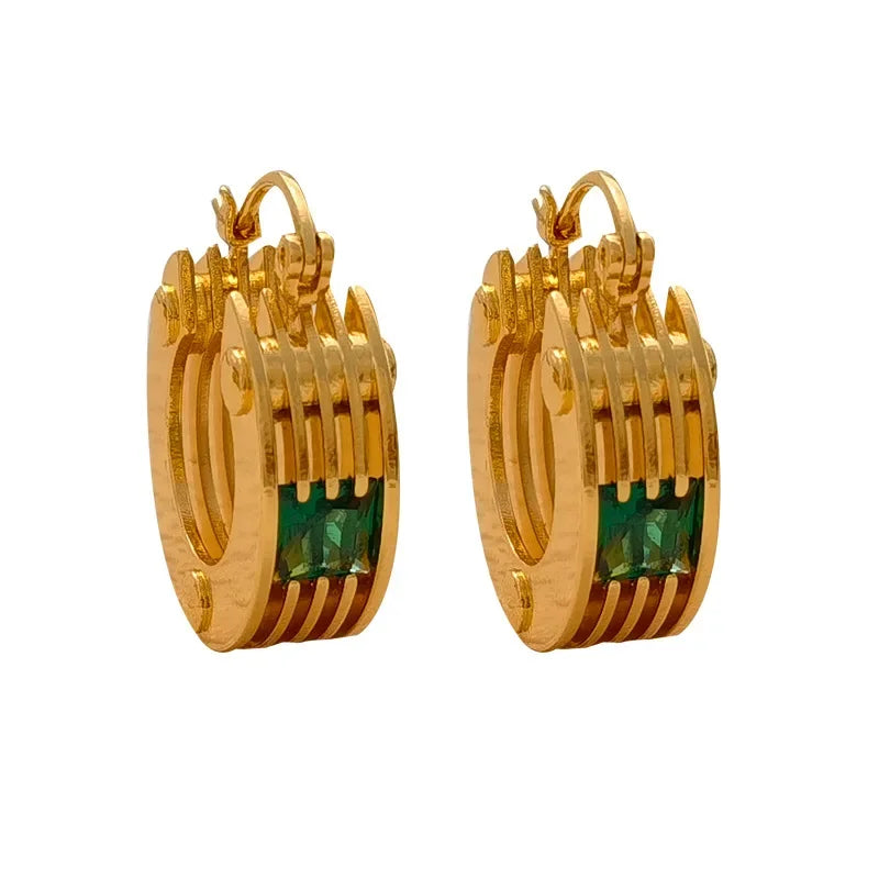 VAIGE Dazzling Emerald Green Metal Hoop Earrings