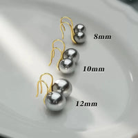 VAIGE Round Grey Pearl Stud Earrings in 925 Sterling Silver - Light Luxury Premium Jewelry for Special Occasions