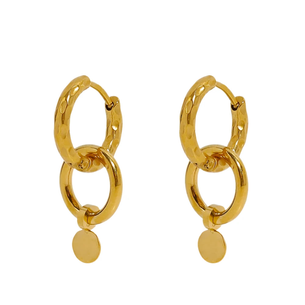 VAIGE Vintage Gothic 18K Gold-Plated Stainless Steel Waterproof Drop Earrings with Unique Geometric Design