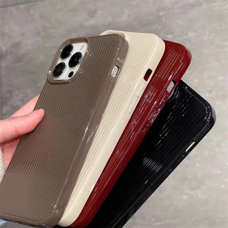 VAIGE Luxury Vertical Stripe Pattern Solid Color Silicone Shockproof TPU Phone Case for iPhone Pro Max Series