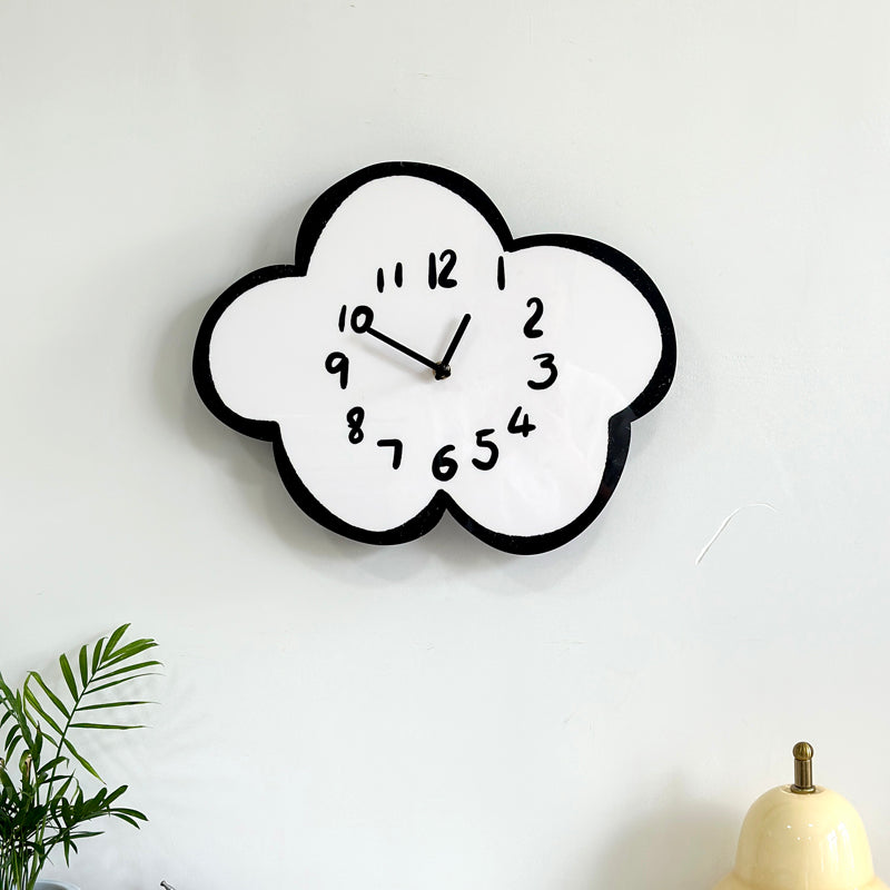 VAIGE Modern Minimalist Swaying Cloud Wall Clock - Wooden & Acrylic Design for Living Room and Children's Room Decoration