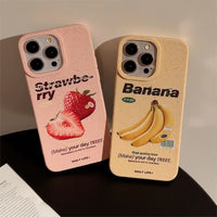 VAIGE Cute Strawberry Banana Soft TPU Phone Case for iPhone - Shockproof, Lightweight, Yellow Pink Design