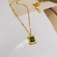 VAIGE Elegant Emerald Square Pendant Necklace