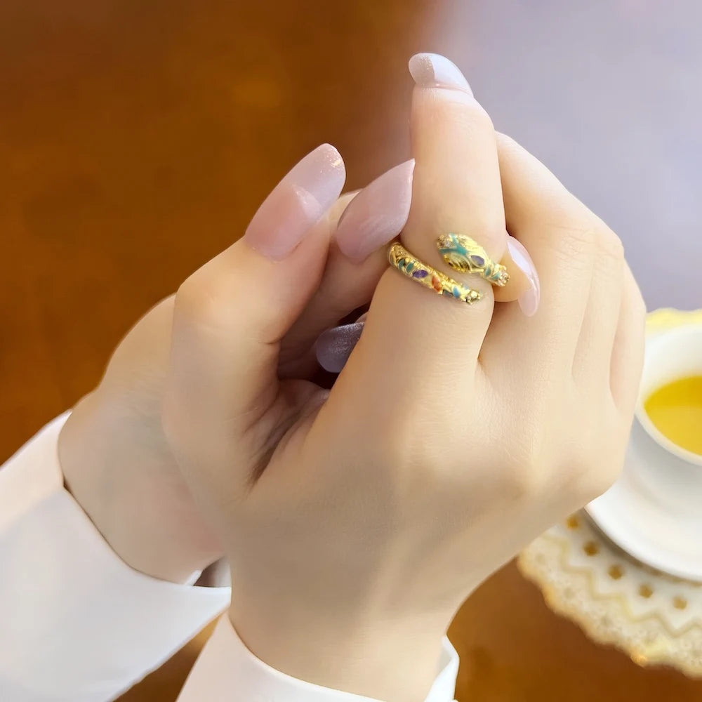 VAIGE Elegant 18K Gold-Plated Snake Ring with Dazzling Zircon