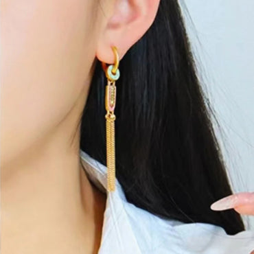 VAIGE Geometric Tassel Drop Earrings