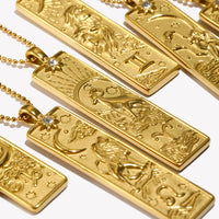 VAIGE Gold & Silver Zodiac Bar Necklace Stainless Steel Aries, Taurus, Gemini, Cancer, Leo, Virgo, Libra, Scorpio, Sagittarius, Capricorn, Aquarius, and Pisces