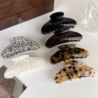 VAIGE Elegant Acetate Hair Claw Barrettes with Geometric Pattern - Large Leopard Shark Clip Hairpin for Casual Wear