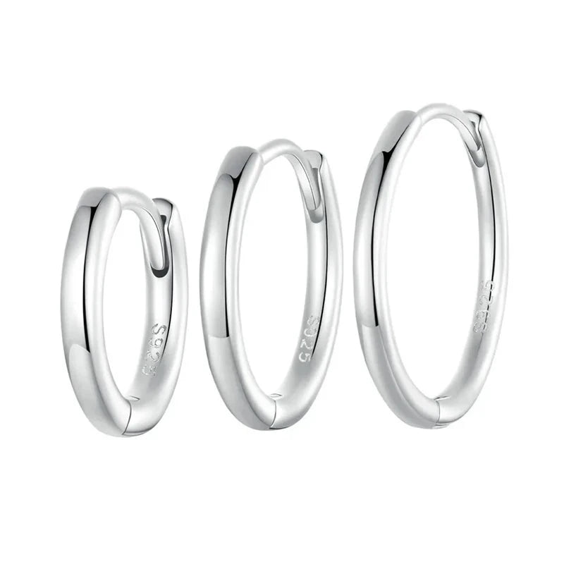 VAIGE 925 Sterling Silver Minimalist Huggie Hoop Earrings, White Gold Plated Cartilage Piercing Ear Cuff