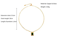 VAIGE Elegant Emerald Square Pendant Necklace