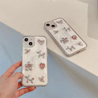 VAIGE Cute Floral Epoxy Phone Case with Gem Bow-knot Design for iPhone 11, 12, 13, 14, 15 - Shockproof and Dustproof Bumper Cover