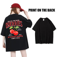 VAIGE Summer Oversized Cotton T-Shirt with California Strawberries Print