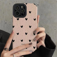 VAIGE Silicone Leather Shockproof Full Coverage Phone Case with Heart Design for iPhone Models 11-15 Pro Max Mini XS XR Plus