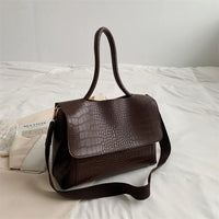 VAIGE Helena Vintage Chic Vegan Crocodile Tote & Crossbody Bag in Black and Coffee