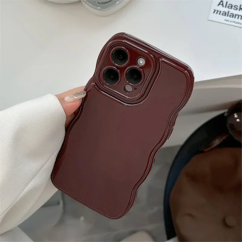 VAIGE  Air Cushion Wave Wine Red Shockproof TPU Phone Case for iPhone Series - Heavy Duty Protection, Anti-Fingerprint, Dustproof, Water-Resistant Design