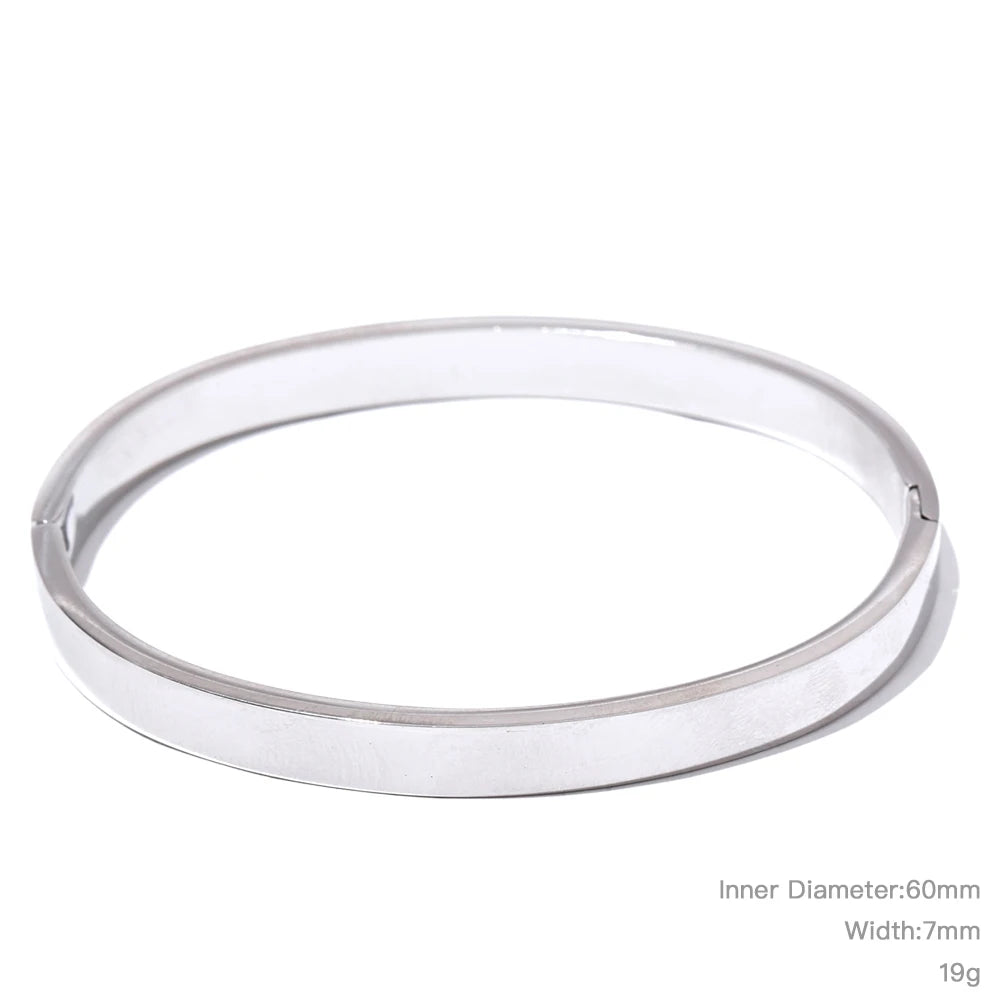 VAIGE  High Quality Stainless Steel Round Wide Bracelet Bangle Gold Silver Color Waterproof Charm Jewelry Gift