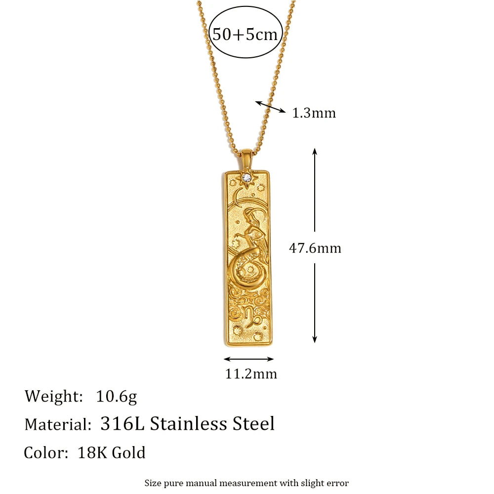 VAIGE Gold & Silver Zodiac Bar Necklace Stainless Steel Aries, Taurus, Gemini, Cancer, Leo, Virgo, Libra, Scorpio, Sagittarius, Capricorn, Aquarius, and Pisces