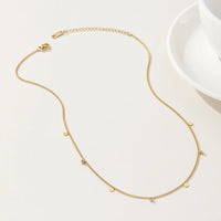 VAIGE Elegant 18K Gold Plated Stainless Steel Short Link Chain Necklace with Geometric Round Pendants – Versatile Jewelry for Any Occasion