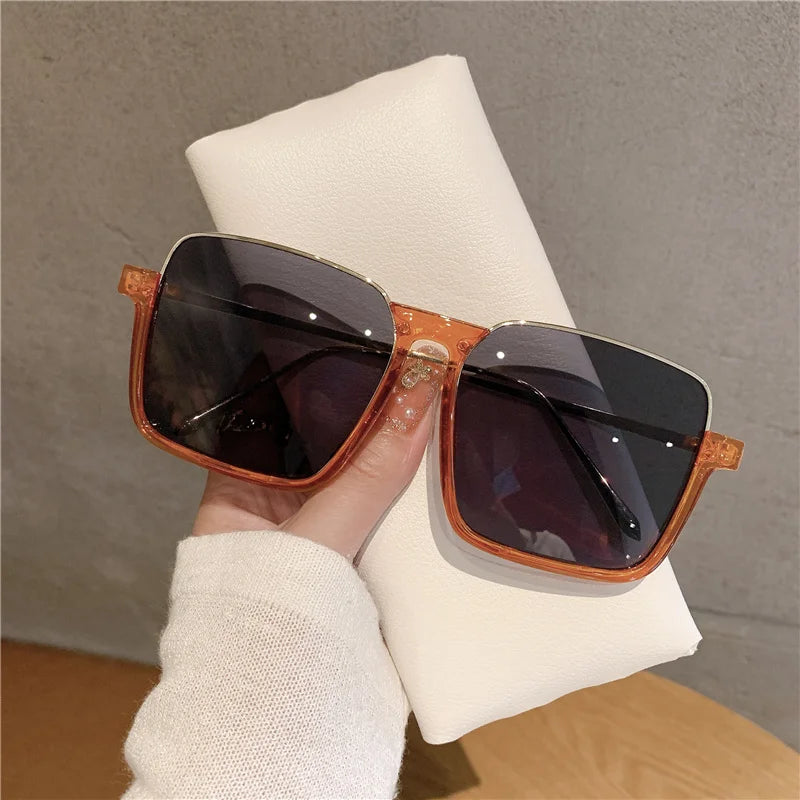 VAIGE Retro Pink Metal Square Frame Sunglasses with UV Protection