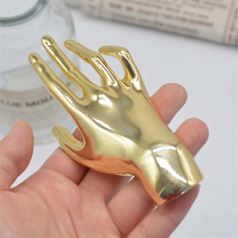 VAIGE Elegant Vintage Gold Palm Hand Brooch in Smooth Metal Finish