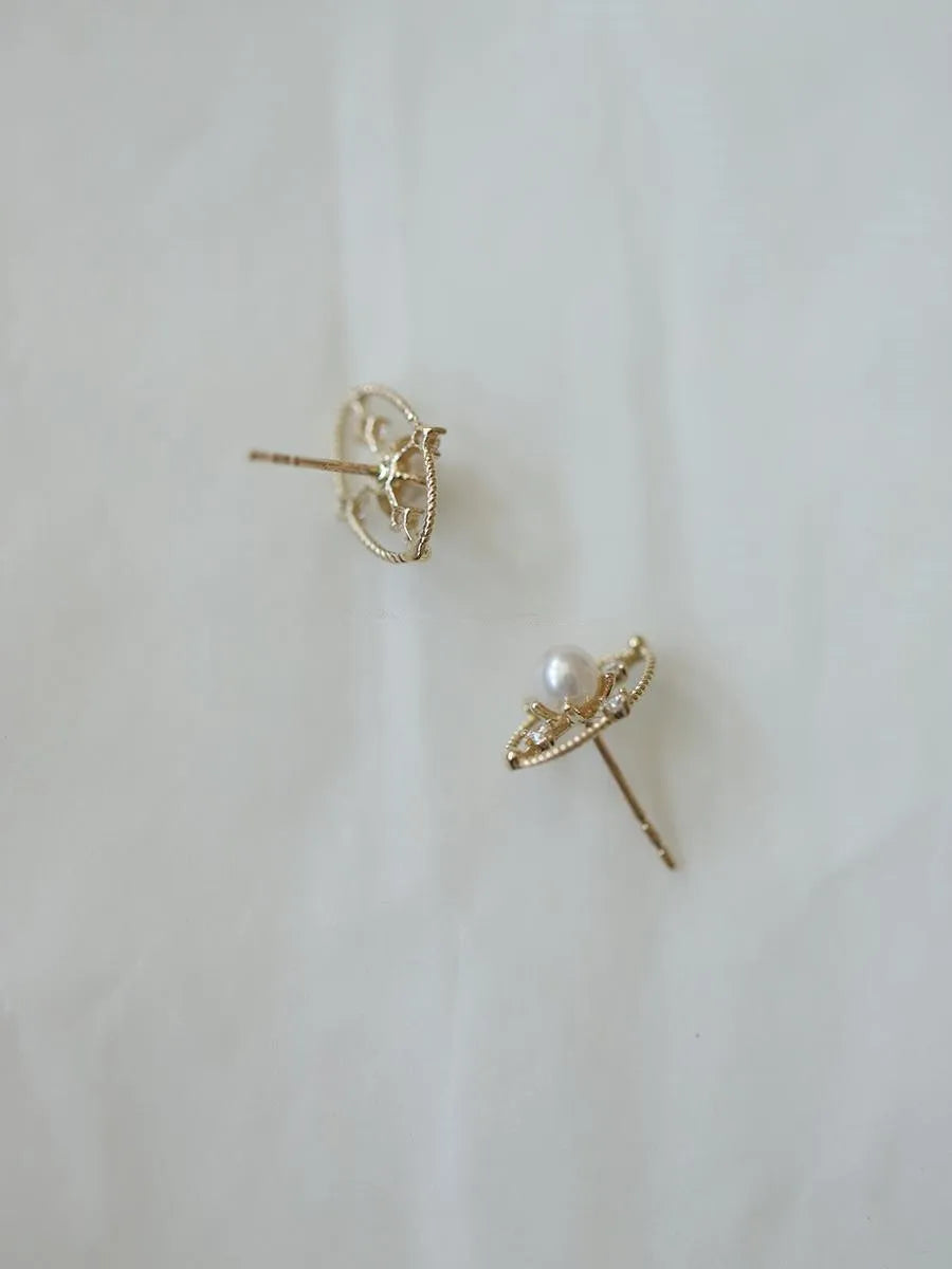 VAIGE 925 Sterling Silver Pearl Stud Earrings Oval