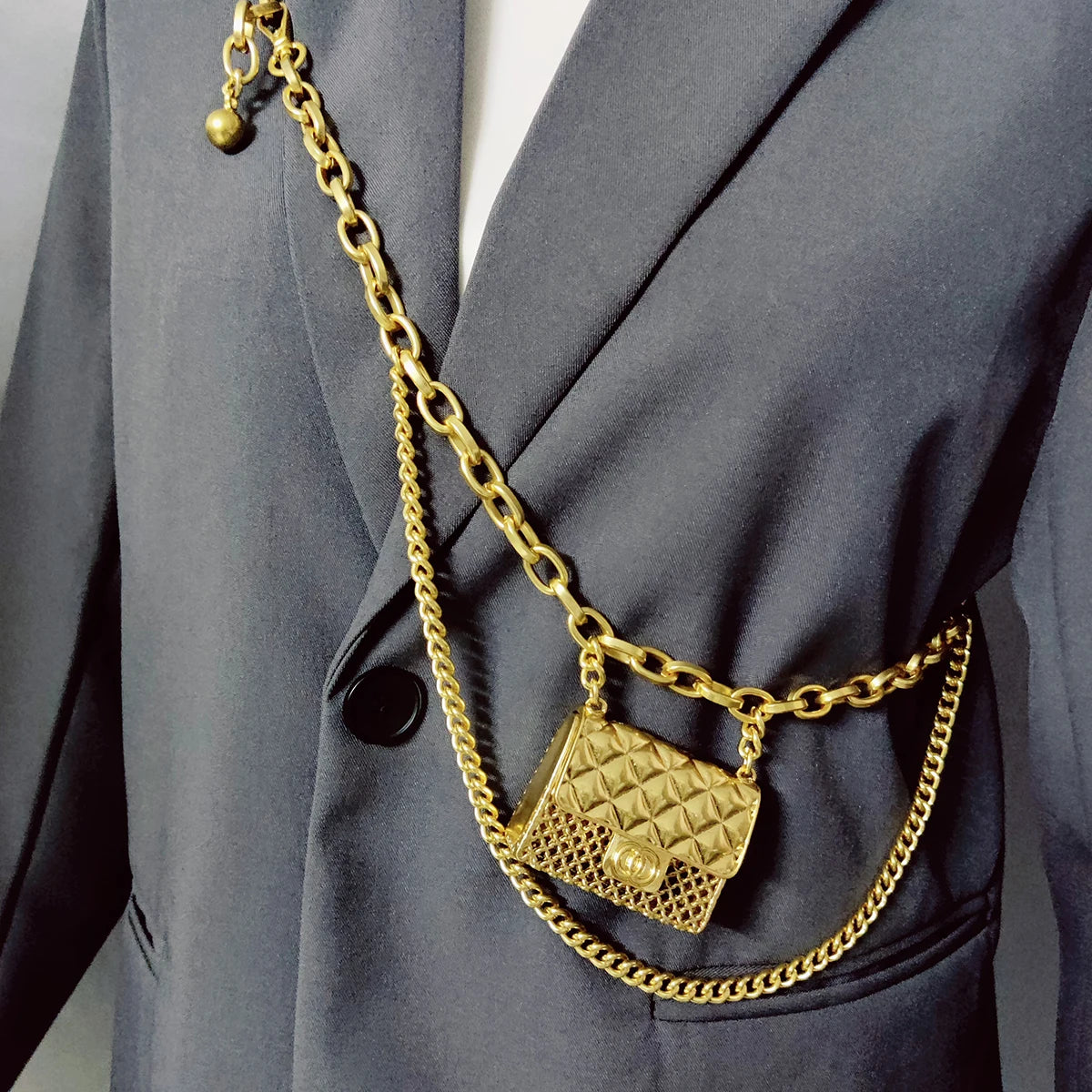 Tassel Gold Chain Belt Small mini metal Bag