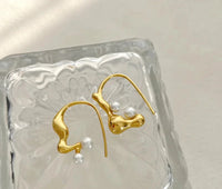 VAIGE Elegant Geometric Pearl Drop Earrings in Gold and Silver