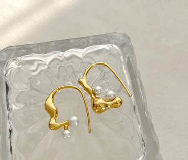 VAIGE Elegant Geometric Pearl Drop Earrings in Gold and Silver