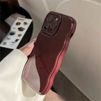 VAIGE  Air Cushion Wave Wine Red Shockproof TPU Phone Case for iPhone Series - Heavy Duty Protection, Anti-Fingerprint, Dustproof, Water-Resistant Design