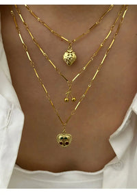 VAIGE Cherry Heart Pendant Necklace Gold Stainless Steel