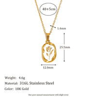 VAIGE Irregular Shape Rose Pendant Necklace Silver Gold Stainless Steel