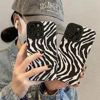 VAIGE Zebra Stripes Silicone Shockproof Case for iPhone Series - Soft Leather Full Coverage with Camera Protection