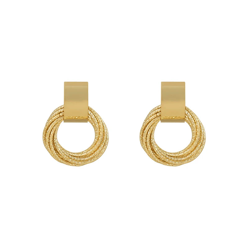 VAIGE Retro Metallic Gold Multi-Circle Drop Earrings - Fashion Jewelry for Weddings and Parties, Copper Alloy Material