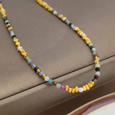 VAIGE Vibrant Gold & Multi-Colored Glass Bead Necklace