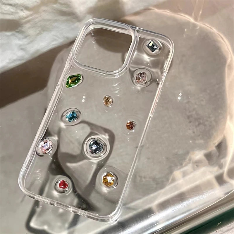 VAIGE Luxury Glittering Diamond Epoxy Bumper Case for iPhone 11, 12, 13, 14, 15 Series - Shockproof, Anti-Scratch, Clear Silicone Cover