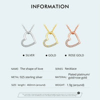 VAIGE 925 Sterling Silver Heart Pendant Necklace with Gold Plating, 3 Color Options, 18.11" Link Chain