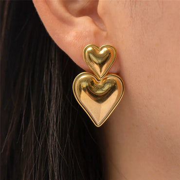 VAIGE Radiant Double Heart Earrings in Gold and Silver