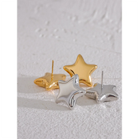 VAIGE Dazzling Gold and Silver Star Stud Earrings in Stainless Steel