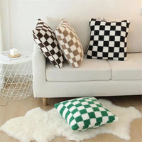 VAIGE Soft Waxy Plush Checkerboard Lumbar Pillow Cover - Retro Jacquard Decorative Cushion Case for Home and Hotel Decor