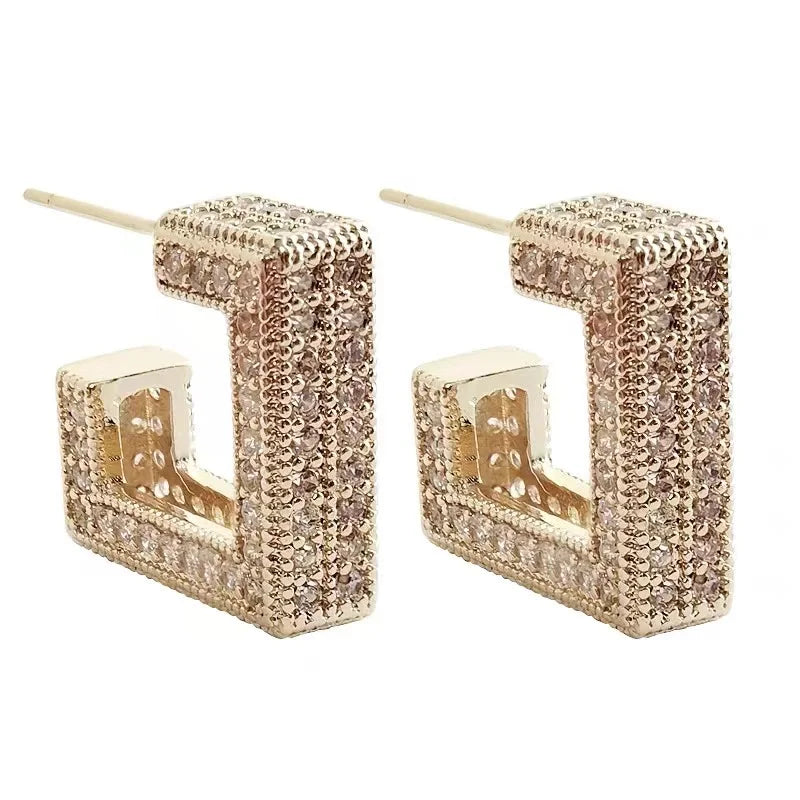 VAIGE Classic Geometric Square Dangle Earrings with Anti-Allergy Zircon Setting - Copper Alloy Fashion Jewelry for Parties