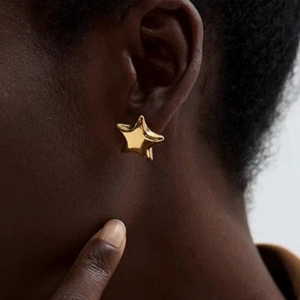 Gold + Silver Small Star Stud Stainless Steel Earrings