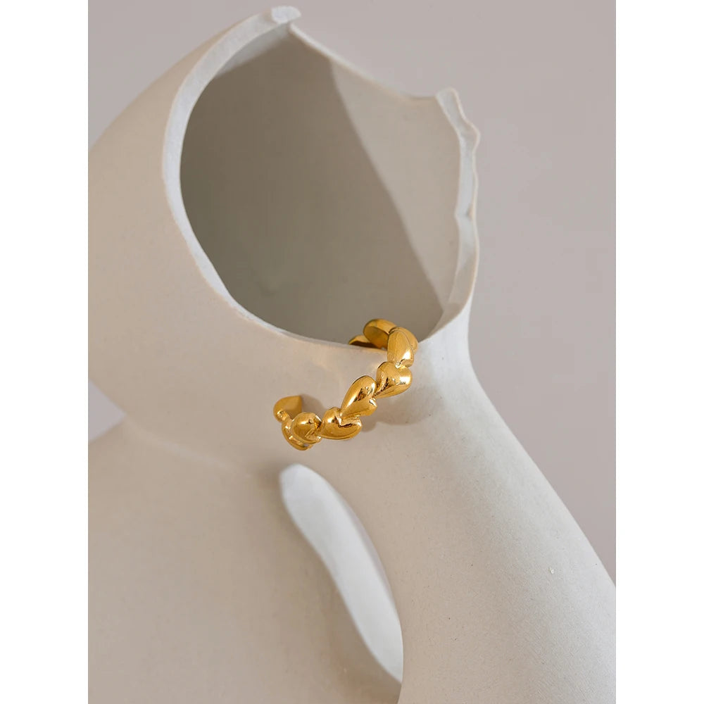 VAIGE Elegant Gold-Plated Heart Adjustable Ring in Silver