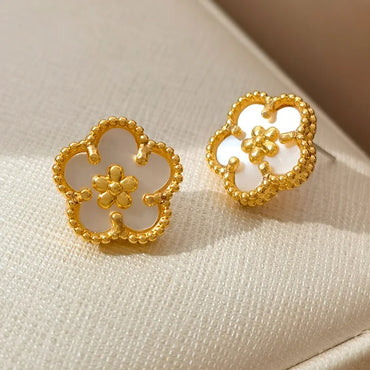 VAIGE Floral Elegance Stud Earrings in Gold and Silver