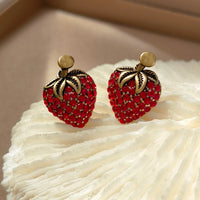 VAIGE Strawberry Delight Red Glass Stud Earrings