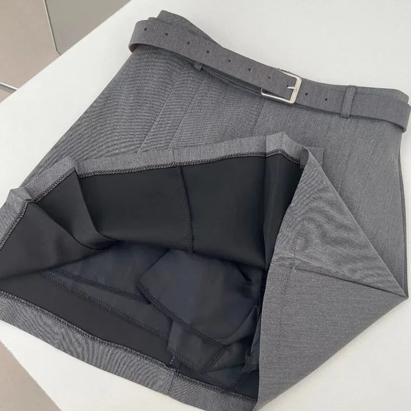 VAIGE High Waist A-Line Pleated Mini Skirt in Black and Gray - Cotton and Polyester Blend, Available in S/M/L/XL Sizes