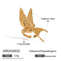 VAIGE Gold Stainless Steel Bird Dove Hummingbird Necklace Ring Earrings Jewelry Set