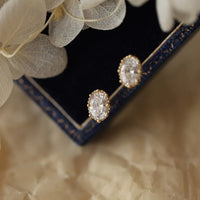 VAIGE Elegant Oval Zircon Earrings in 14K Gold and Silver